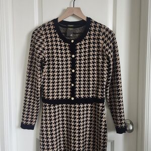 Houndstooth 2pc Long Sleeve Sweater Dress